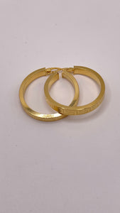 4.0mm 10 KT Yellow Gold Greek Key Hoop Earrings