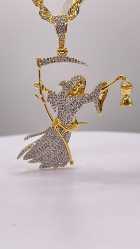 0.63 CT. Natural Diamond Grim Reaper Pendant In 10 KT Yellow Gold