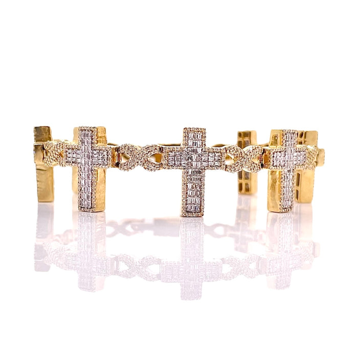 7.00 CT. Natural Diamond Cross Bracelet In 10 KT Yellow Gold
