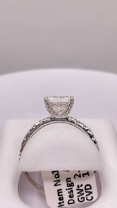 1.96 CT. Lab Grown Princess Cut Diamond Engagement Ring In 14 KT White Gold