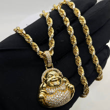 Load image into Gallery viewer, 1.20 CT. Natural Diamond Solid Buddha Pendant In 14 KT Yellow Gold