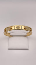 Load image into Gallery viewer, 9mm Clover Bangle In 10 KT Yellow Gold With Cubic Zirconia