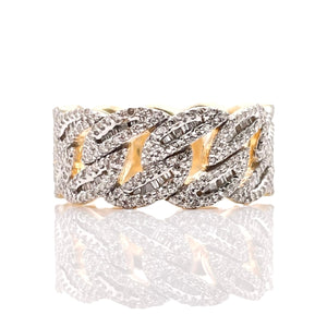 1.38 CT. Natural Diamond Cuban Link Men’s Eternity Ring In 10 KT Yellow Gold