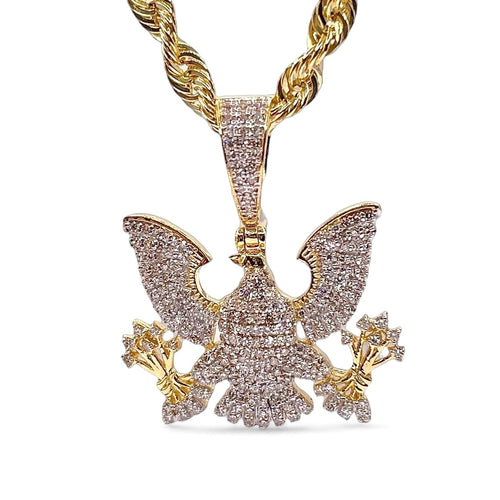 0.83 CT. Natural Diamond Diplomat Eagle Pendant In 10 KT Yellow Gold