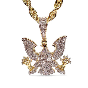 0.83 CT. Natural Diamond Diplomat Eagle Pendent In 10 KT Yellow Gold