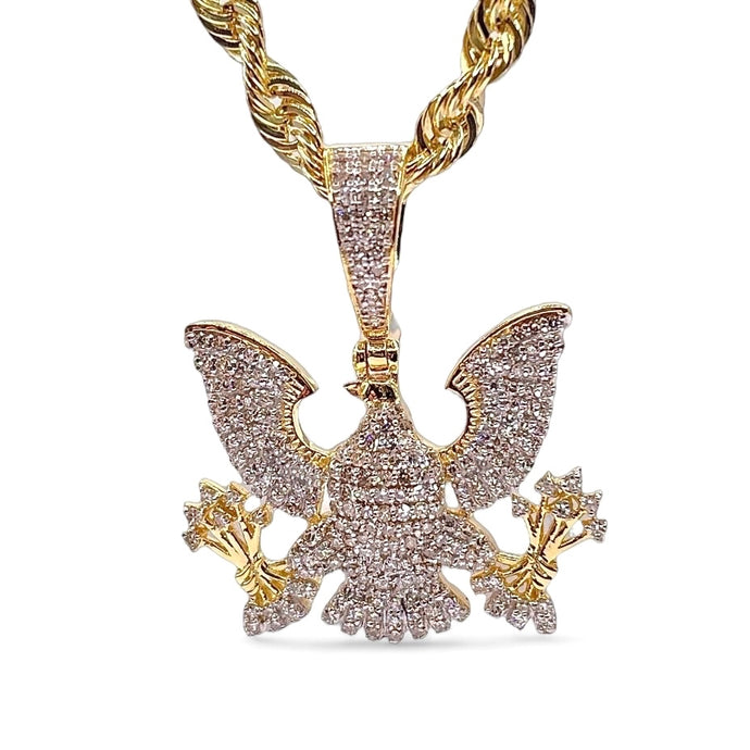 0.83 CT. Natural Diamond Diplomat Eagle Pendent In 10 KT Yellow Gold