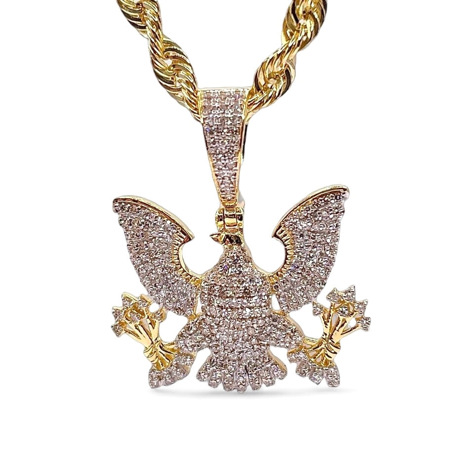 0.83 CT. Natural Diamond Diplomat Eagle Pendent In 10 KT Yellow Gold