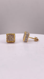 0.61 CT. Natural Diamond Square Shape Stud Earrings In 10 KT Yellow Gold