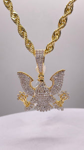 0.83 CT. Natural Diamond Diplomat Eagle Pendent In 10 KT Yellow Gold