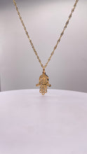 Load image into Gallery viewer, Hamsa Hand Pendant &amp; Singapore Chain Combo In 10 KT Yellow Gold