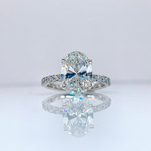Load image into Gallery viewer, 4.02 CT. T.D.W Oval Cut Lab Grown Diamond Engagement Ring In 18 KT White Gold