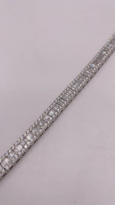 7.50 CT. Natural Baguette & Round Diamond Bracelet In 18 KT White Gold