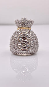 7.12 CT. Lab Grown Diamond Men’s Money Bag Ring In 10 KT Yellow Gold