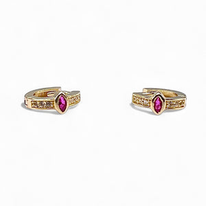 Baby Hoop Earrings In 10 KT Yellow Gold With CZ
