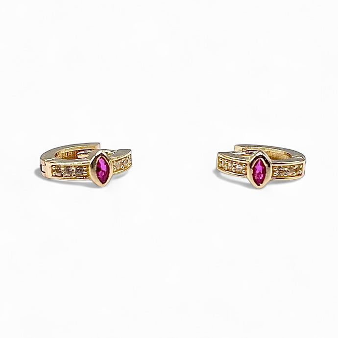 Baby Hoop Earrings In 10 KT Yellow Gold With CZ