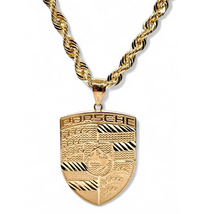 Diamond-Cut Porsche Pendent In 10 KT Yellow Gold