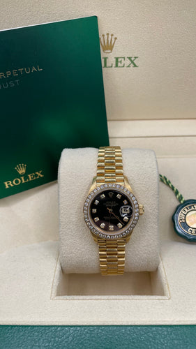 26mm DateJust Women’s Rolex Watch With Black Diamond Dial