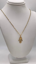 Load image into Gallery viewer, Hamsa Hand Pendant &amp; Singapore Chain Combo In 10 KT Yellow Gold