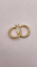 Load image into Gallery viewer, 2.95mm 10 KT Yellow Gold Hoop Earrings With Diamond Cuts