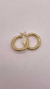 2.95mm 10 KT Yellow Gold Hoop Earrings With Diamond Cuts