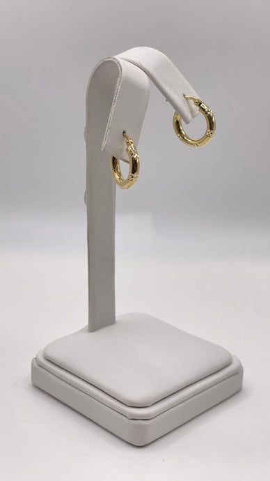 Stunning 10 KT Yellow Gold Diamond Cut Hoop Earrings