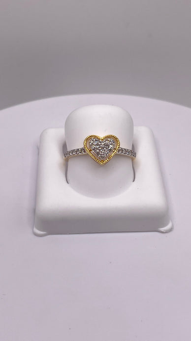 0.21 CT. Natural Diamond Heart Ring Set In 10 KT Yellow Gold