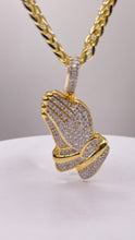 Load image into Gallery viewer, 0.87 CT. Natural Diamond Prayer Hands Pendent In 10 KT Yellow Gold