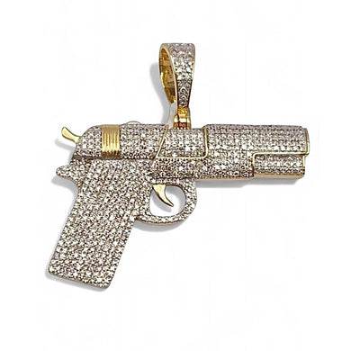 1.92 CT. Yellow Gold Diamond Gun Pendent In 10 KT