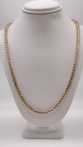 3.9mm Two Tone Diamond-Cut Millenium Franco Link Chain In 10 KT White & Yellow Gold