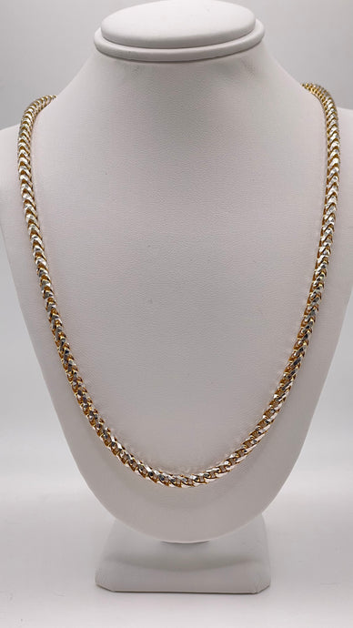 3.9mm Two Tone Diamond-Cut Millenium Franco Link Chain In 10 KT White & Yellow Gold