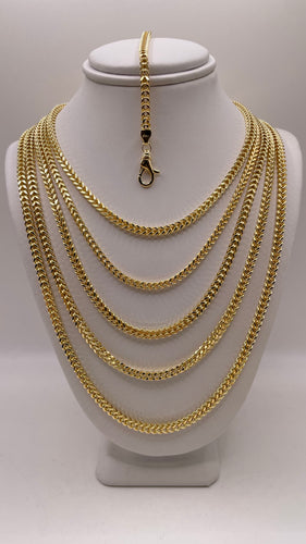 3mm Franco Link Chain/Bracelet In 10 KT Yellow Gold