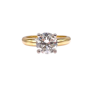 2.01 CT. Natural Round Diamond Solitaire Engagement Ring In 18 KT Yellow Gold