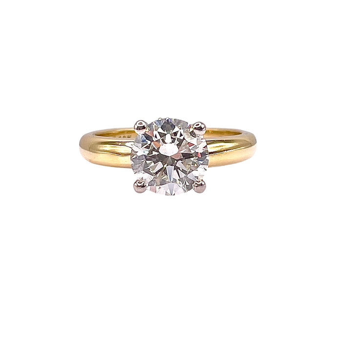 2.01 CT. Natural Round Diamond Solitaire Engagement Ring In 18 KT Yellow Gold