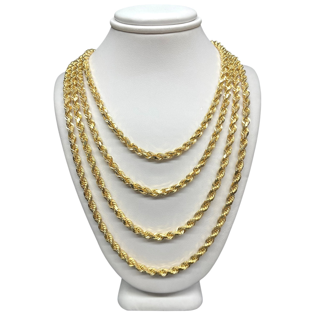 4mm Solid Rope Chain In 10 KT Yellow Gold