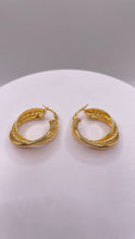 Load image into Gallery viewer, 14 KT Yellow Gold Unique Hoop Earrings