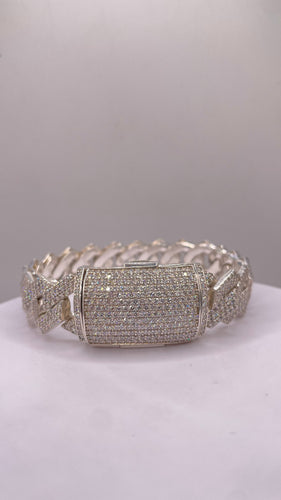 16.00 CT. Lab Grown Diamond Miami Cuban Link Bracelet In Silver