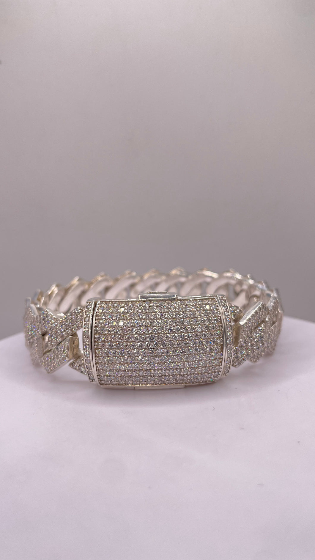 16.00 CT. Lab Grown Diamond Miami Cuban Link Bracelet In Silver