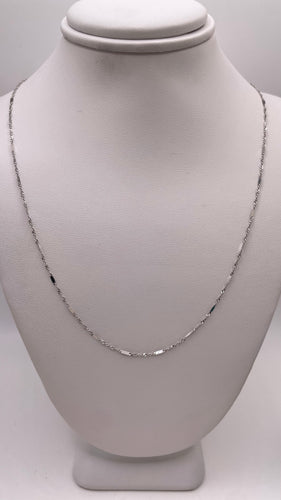 1mm Bar Satellite Link Chain In 10 KT White Gold
