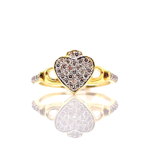 0.32 CT. Natural Diamond Claddagh Ring Set In 10 KT Yellow Gold