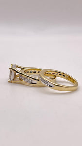 Approx 1.00 CT. T.D.W Natural Diamond Engagement Ring & Wedding Band Set In 14 KT Yellow Gold