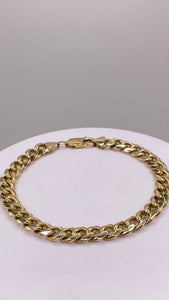 7.7mm Solid Men’s Cuban Bracelet In 10 KT Yellow Gold