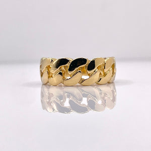 8mm Miami Cuban Link Ring In 10 KT Yellow Gold