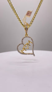 0.27 CT. Natural Diamond Mom Heart Shape Pendent In 10 KT Yellow Gold