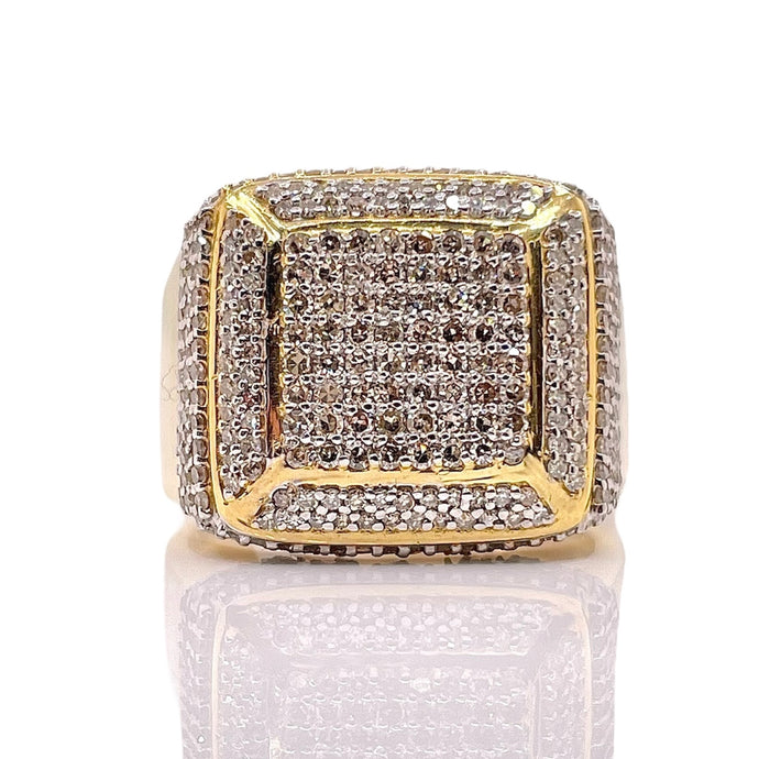 1.47 CT. Natural Diamond Men’s Square Shape Ring In 10 KT Yellow Gold