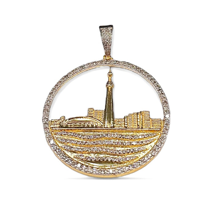 1.46 CT. Toronto Skyline Natural Diamond Pendant Set In 10 KT Yellow Gold
