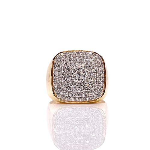 1.13 CT. Natural Diamond Men’s Square Ring In 14 KT Yellow Gold