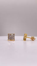 Load image into Gallery viewer, 0.30 CT. Natural Diamond Square Shape Stud Earrings In 10 KT Yellow Gold