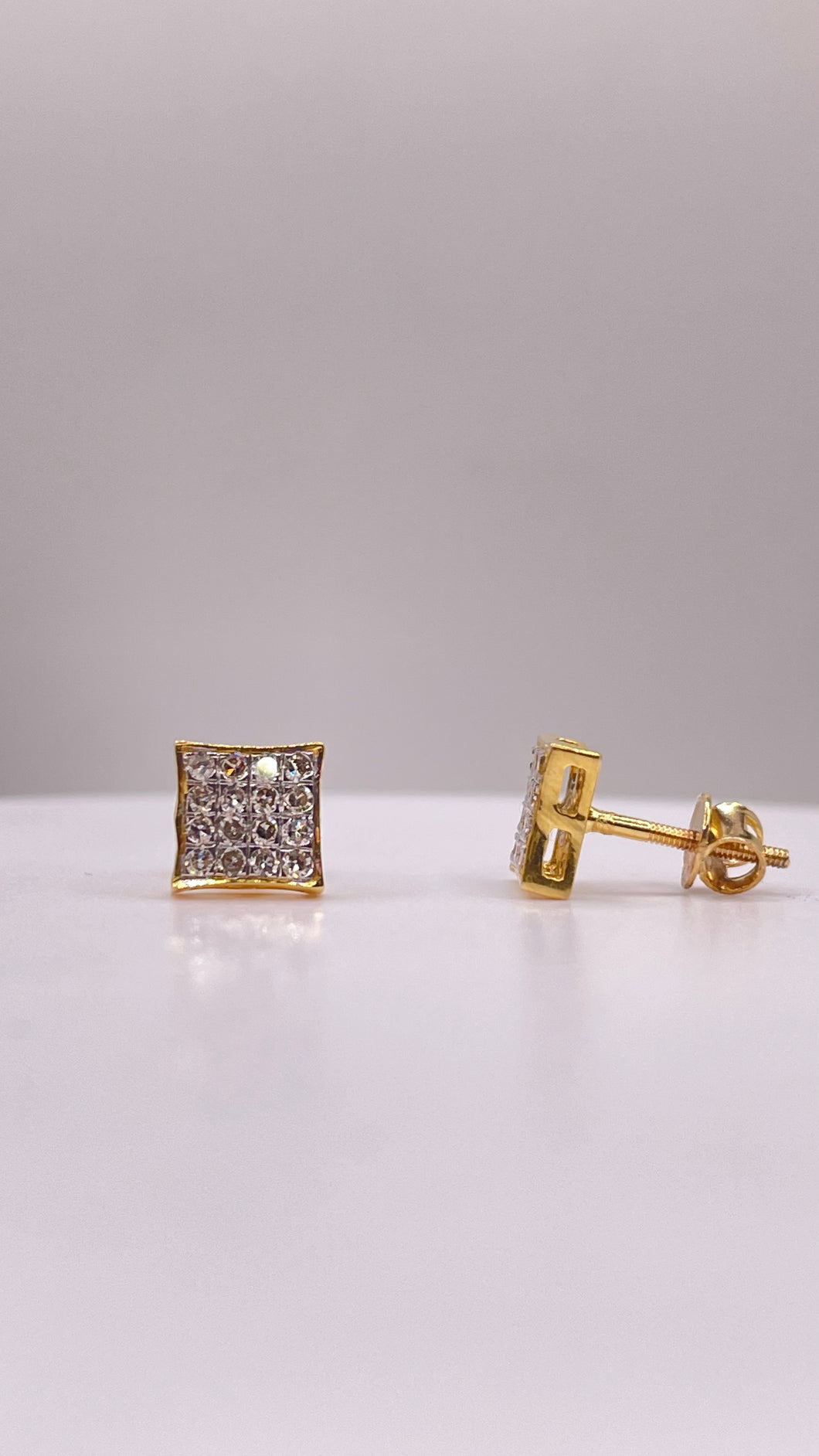 0.30 CT. Natural Diamond Square Shape Stud Earrings In 10 KT Yellow Gold