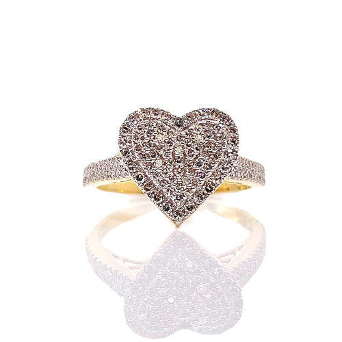 0.51 CT. Beautiful Natural Diamond Heart Ring In 10 KT Yellow Gold