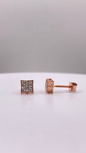 0.12 CT. Natural Diamond Square Shape Stud Earrings In 10 KT Rose Gold